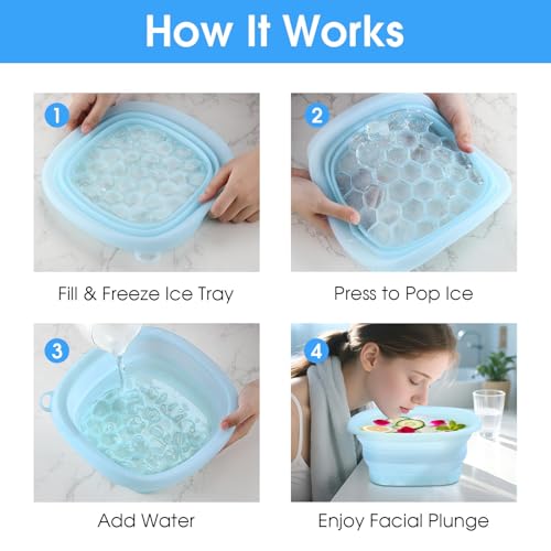 Face Ice Bath Bowl ? Collapsible Silicone Facial Ice Bowl with Built-in Ice Tray for Cold Plunge ? Portable Skincare Tool for Skin Tightening, Puffiness Relief, Travel & Home Use (black)