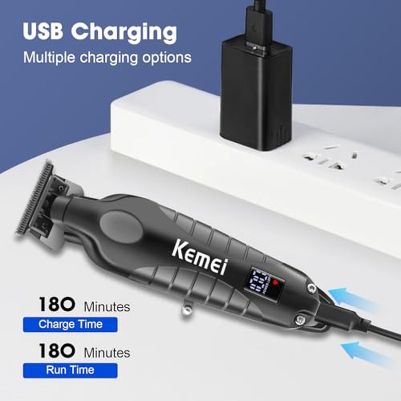 KEMEI Professional Hair Clipper for Men,Cordless Rechargeable Hair Clipper, Clipper and Trimmer for Hair Cutting, Haircut Clipper, Gift for Men