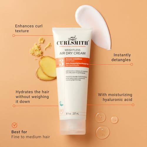 CURLSMITH Weightless Air Dry Cream for Curly Hair 16 oz Leave-In Conditioner