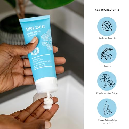 BOLDEN Hydrating Cleanser | Moisturizing Daily Face Wash for Dry, Sensitive Skin | Non-Stripping & Fragrance Free | 3.4 fl oz (Pack of 2)