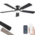 52-Inch Ceiling Fan with Lights Black Remote & App Control Flush Mount