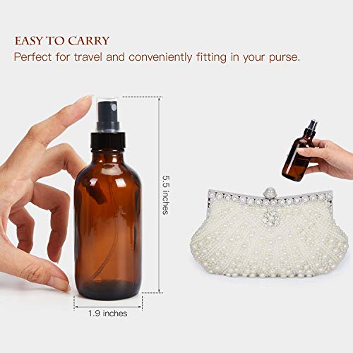 Amber Glass Spray Bottles 4oz - Brown Refillable Set of 16 with Labels - Variation: Amber-1