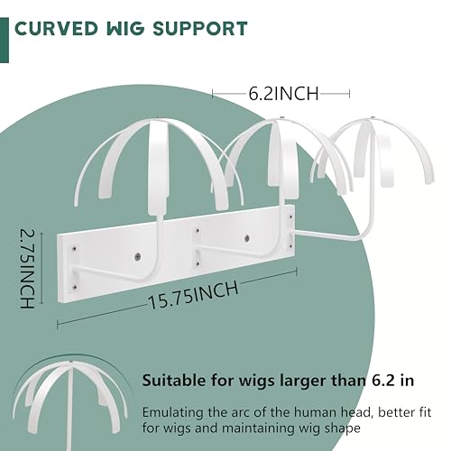 White Hanging Wig Stand Wall Mount for 6 Wigs - Organize & Shape Hair