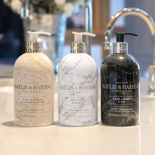 Baylis & Harding Dark Amber & Fig Hand Soap with Dispenser 16.9oz - Luxurious Moisturizing Liquid Hand Wash