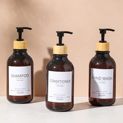 Amber Mithrgrous Refillable Shampoo & Conditioner Dispenser Set 5 Pack 16.9oz