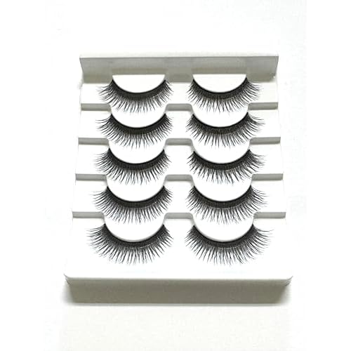Volume False Eyelashes - 5 Pairs Multipack, Wispy Glam Style Fake Lashes, Lightweight & Reusable Strip Lashes (S8X Style)