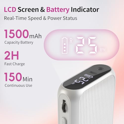 Electric Nail Drill Kit - Rechargeable 38,000RPM Manicure & Pedicure Tool - Purple