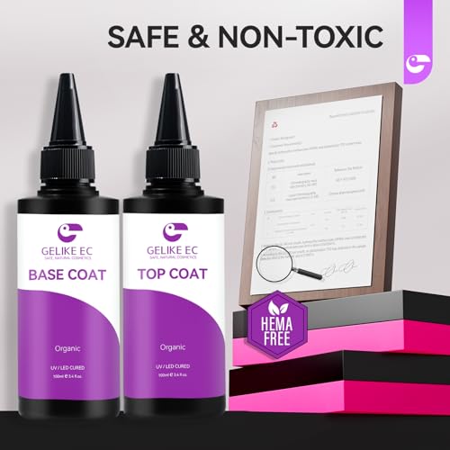 Gelike ec Base & Top Coat Nail Gel Set 2x100ml HEMA-Free Salon Refill Duo