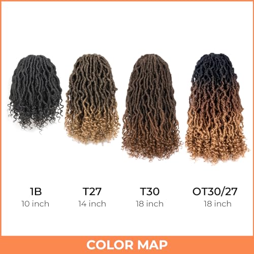 Toyotress Passion Locs Crochet Hair - 12 Inch 8 Packs with Curly Ends, Ombre Brown Faux Locs, Short Bob Style, Pre-Looped Synthetic Braiding Hair - Variation OT30/27