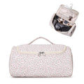 Pink Floral Quilted Hair Tool Bag for Travel & Storage - Large Organizer with Compartments & Hanging Hook