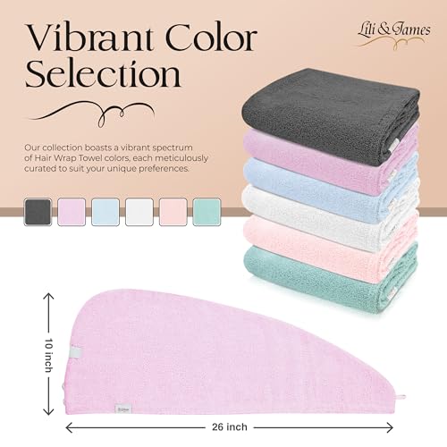 Cotton Hair Towel Wrap for Women & Kids - Pack of 3 - White Pink Lilac