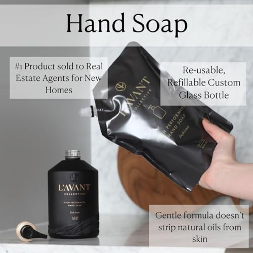 Plant-Based Hand Soap & Refill Bundle - Fresh Linen Scent, Aloe, Reusable Glass Bottle