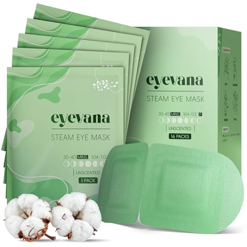 Eyevana 16 Pack Self-Heating Steam Eye Masks (Regular Unscented, 1 Count) for Dry Eyes & Puffiness