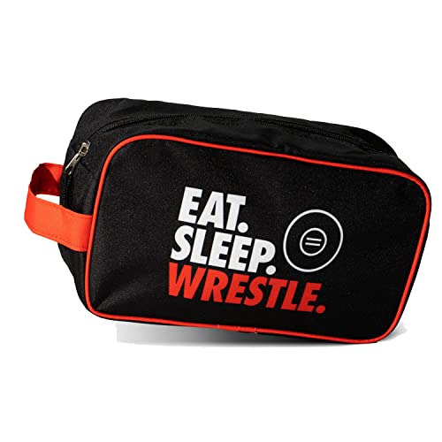 Eat Sleep Wrestle Toiletry Bag - Wrestling Gear Organizer, Black Red