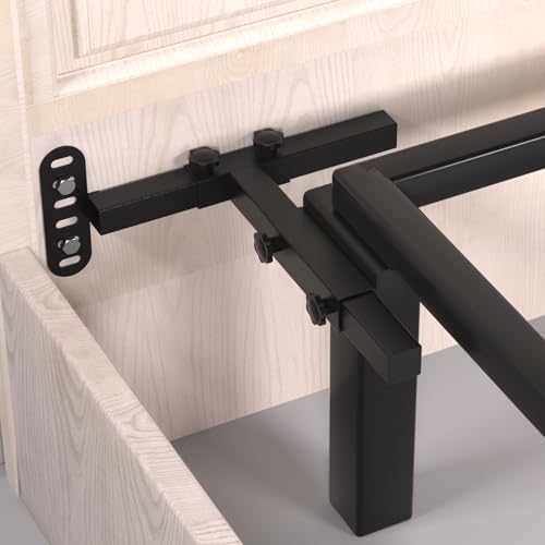 Black Universal Adjustable Metal Bed Headboard Brackets - Heavy Duty Steel