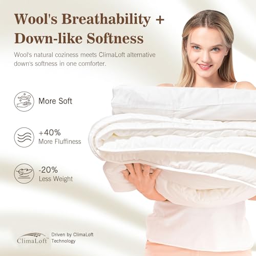 KUSNUG Year-round Twin Hybrid Wool Comforter with Organic Cotton Shell