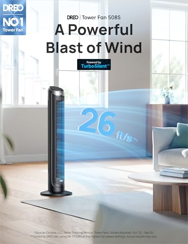 Silver 40-Inch Smart Tower Fan, 90° Oscillating, Quiet Sleep Mode