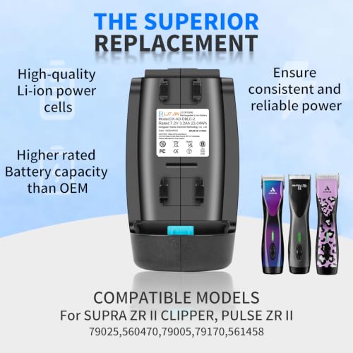 Replacement Battery for Andis Supra ZR II & Pulse ZR II Pet Clippers - 3.5H Runtime