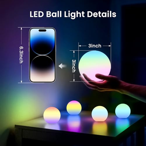 Rechargeable LED Ball Lights 3-Inch Floating Sphere with Remote - 10 Pack