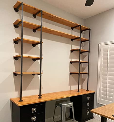 Industrial Pipe Wall Shelf 14-inch Deep 2-Pack - DIY Open Bookshelf & Home Organizer