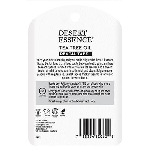 Desert Essence Tea Tree Oil Dental Tape — Thick Floss for Effective Oral Cleaning, 6-Pack, 180 Yards