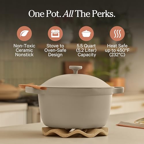 Our Place Perfect Pot 6.5 Qt Nonstick Ceramic Dutch Oven with Lid - Steam Variation