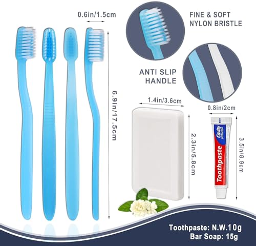 Disposable Toothbrushes with Toothpaste & Bar Soap - Travel Hygiene Kit