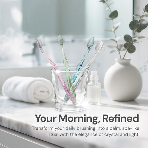 Nano-b 8-Pack Manual Toothbrushes for Adults with Sensitive Gums — Silver Bristles, Soft/Medium, Travel Case