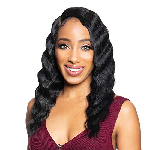 Synthetic Lace Front Wig with Crimped Hair 16 Inch - Off Black (1B) Variation