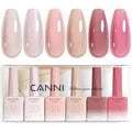 CANNI 6 Pcs 9 Ml Nude Pink Quick Builder Nail Gel Polish Set- Jelly Pink Builder for Nails Strengthener Gel Thickening Extension for Beginners DIY Home Salon Manicure