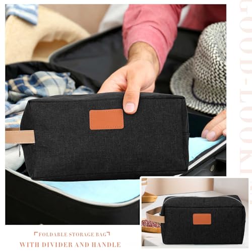 Travel Toiletry Bag Set - 8 Black Waterproof Organizer Bags for Men & Groomsmen