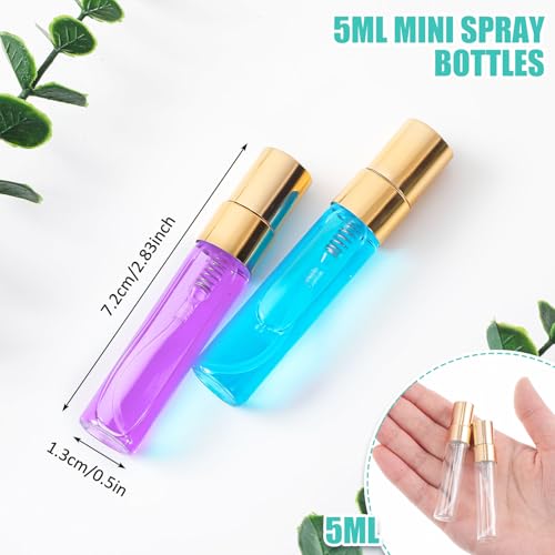 Mini Spray Bottles 50 Pcs 5ml Refillable Perfume Atomizers with Gold Cap - Travel Size