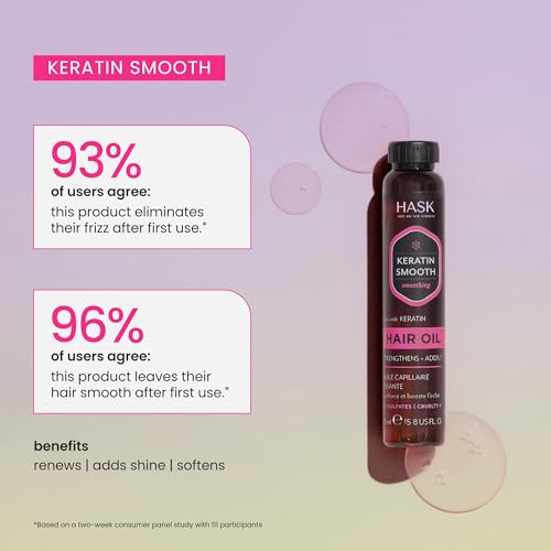 HASK Keratin Protein Smoothing Shine Oil Vial, 18ml, 0.612 Fl Oz (HAS0023175)