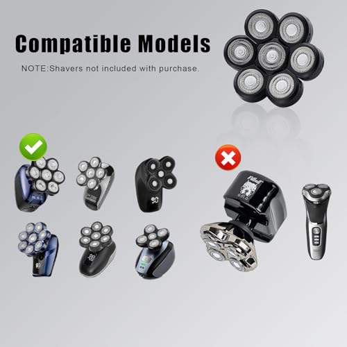 7 Blades Head Shaver Replacement Heads - 3 Count - Compatible with 5-Head & Above Models