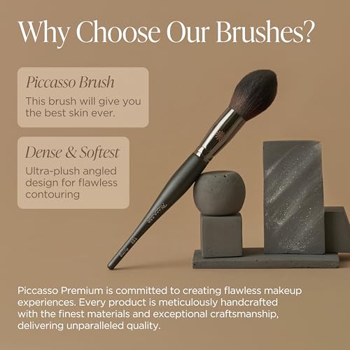 Piccasso 133 Fixing Powder Brush ? Soft Synthetic Bristles for Setting Powder, Smooth and Flawless Face Makeup, Gentle Coverage for Pores and Texture, Korean Professional Makeup Brush for Daily Use