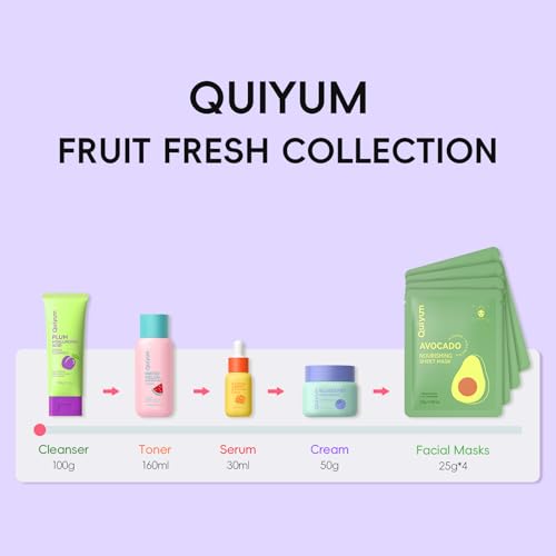 Fruit Skin Care Set for Dry Sensitive Skin - 11 Pieces Natural Hydrating Kit