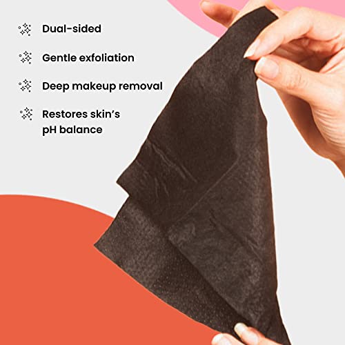 Natural Activated Charcoal Face Wipes - Dual Sided Exfoliating & Makeup Remover - 25 Count - Travel Size
