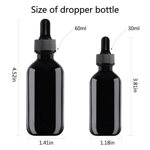 Easeen Black 2oz Glass Dropper Bottles for Essential Oils & Perfumes - 48 Pack