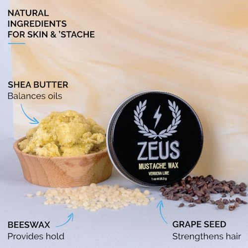 Mustache Wax with Beeswax Shea & Grape Seed Oil - 1 Ounce Pack of 3