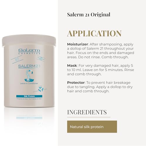 SALERM - Instant Hair Conditioner 21 Silk Protein - 1000 ml - Leave-In or Rinse-Out Conditioner - with Silk Proteins - Heat Protector and Hydrating
