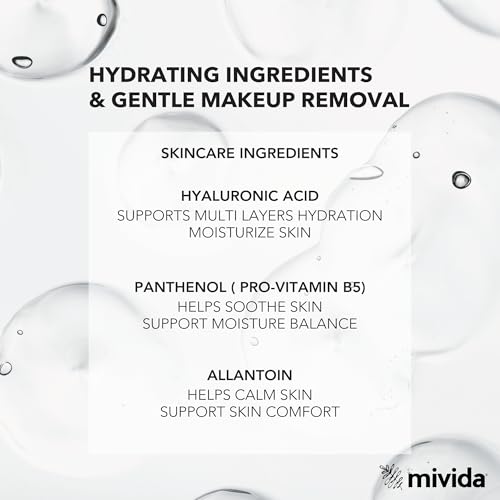 mivida Hypoallergenic Makeup Remover wipes Bulk with Hyaluronic Acid, Alcohol & Fragrance Free Makeup Wipes Sensitive Skin, Plant-Based Facial Wipes Make Up Remover, (4 Packs x 50 Wipes) Total 200ct