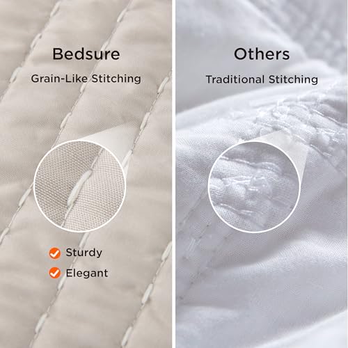 Light Beige King Size Quilt Set with Pillow Shams - All-Season Bedding Coverlet