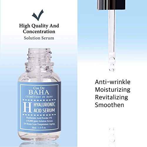 Cos De BAHA Hyaluronic Serum 1 Fl Oz ? Pure Sodium Hyaluronate 10,000 ppm Hydrating Face Serum for Dry & Dehydrated Skin ? Lightweight Fragrance-Free Korean Skincare Formula (30 ml)