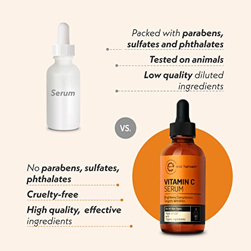 Vitamin C Facial Serum with Hyaluronic Acid & Aloe Vera - Organic Skin Hydration & Rejuvenation 2Oz