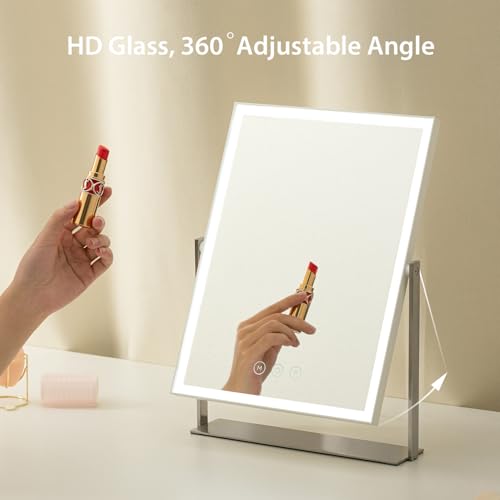 Rechargeable LED Makeup Mirror 14x10 White with 4000mAh Battery & Touch Controls