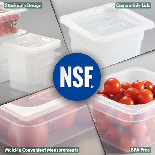 Full Size 6 Inch Deep Food Pan with Handle Lid - NSF Commercial-Grade 4 Pack