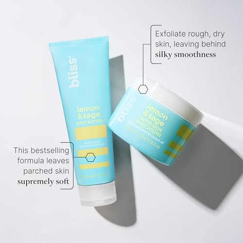Lemon & Sage Body Scrub and Body Butter Duo - Vegan, Hydrating, Exfoliating