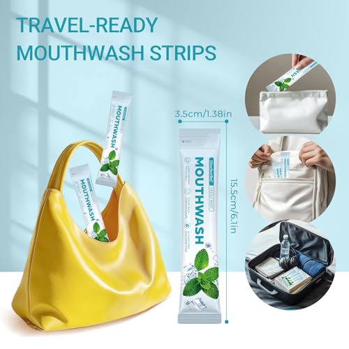 Travel Mint Mouthwash Packets - 60 Portable Fresh Breath, 0.63oz Each - Variation: Mint / 0.01 Fl Oz