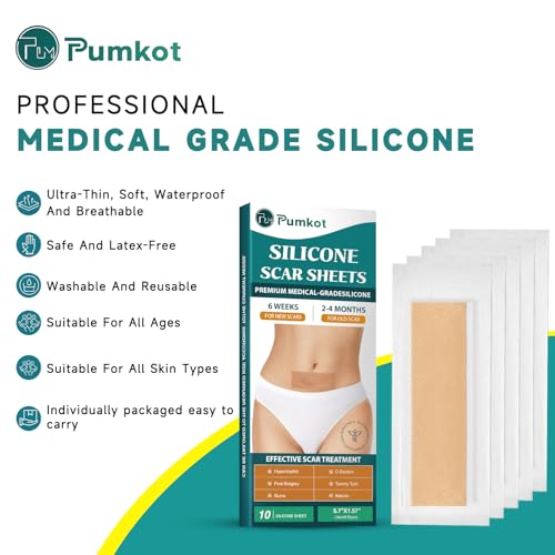 Silicone Scar Sheets 10 Pcs - Soft Medical Tape for Surgical & Keloid Scars, 5.7 x 1.57 Inches