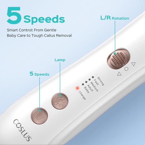 COSLUS C43 Professional Manicure Pedicure Kit, 5-in-1 Electric Nail File for Toenail Hand Feet Care - Wider Grinder for Thick Nails, Cordless, 5 Speed, for Men Women Seniors Home Salon, White (END10)